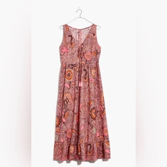 MADEWELL - Lace-Up Ruffle-Hem Midi Dress in Bali Blooms - Picture 9 of 9